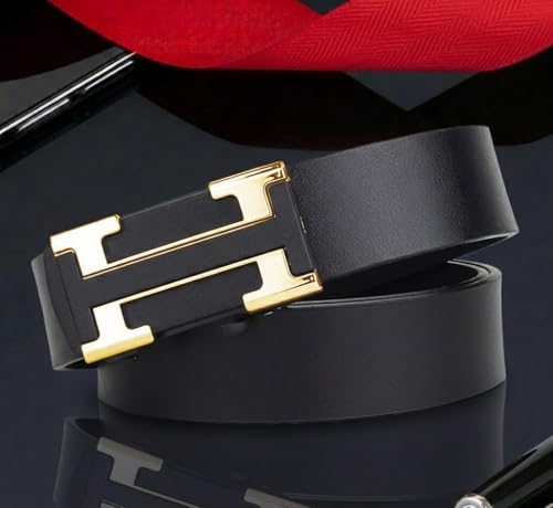Image of NAPA HIDE Men's Auto Lock Vegan Leather Belt | Stylish Adjustable Buckle Belt for Formal & Casual Wear I Fits upto 40 Inches Waist size