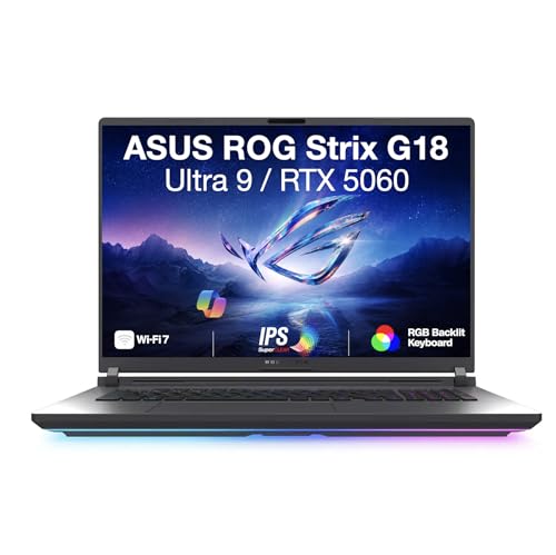 Image of ASUS ROG Strix G18 Gaming Laptop 18 inch 240Hz IPS WQXGA Display (Intel Ultra 9-275HX, GeForce RTX 5060 8GB, 64GB DDR5, 8TB PCIe SSD, RGB KB, Thunderbolt 4, Win 11 Home) w /Dockztorm Wireless Mouse
