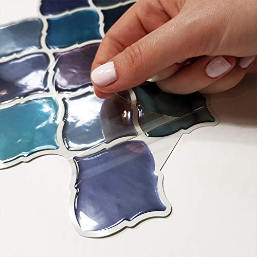 Walplus Peel And Stick Backsplash Tiles Sticker For Kitchen Stick On Backsplash 8 Sheets 11" X 8" Subway Tile Bathroom Splashback Water Heat Resistant Jewel Green Blue Glossy Spring Easter Decoration #TOP6