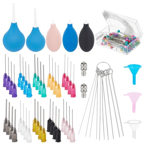 BENECREAT 160 Pcs Ceramic Precision Applicator Set, Pottery Tools Supplies, 5 Pcs Ceramic Glaze Squeeze Bottle with Adapter, Plastic Steel Needle and Funnel for Ceramic Glazing