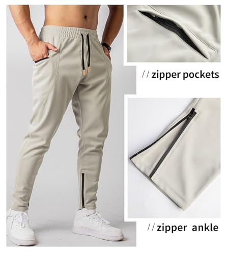 MAIKANONG Men's Workout Pants with Zipper Pockets Tapered Sweatpants for Casual Gym Running Jogger Track Pants4