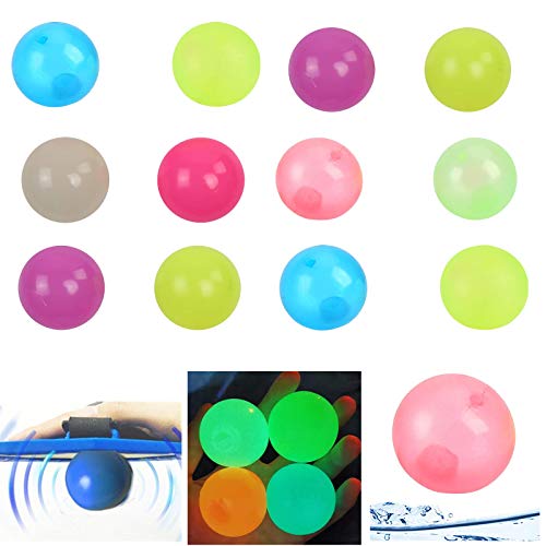 PoSeitiks 12PCS Sticky Balls for Ceiling, Luminescent Sticky Balls That Stick to the Ceiling, Stress Relief Toys for Kids and Adults, Fun Toy for ADHD, OCD, Anxiety, Glow in the Dark