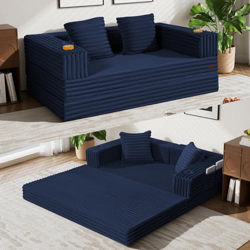 Image of COMAX Boneless Futon Sofa Bed, 59 inch Small Low-Profile Floor Couch