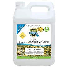 Natural Armor 45% Lemon Scented All-Purpose Cleaning Vinegar Industrial Strength Concentrate - Extra Strength Cleaner for Home, Laundry - 9X Stronger than Regular Vinegar 128 oz Gallon, Refill