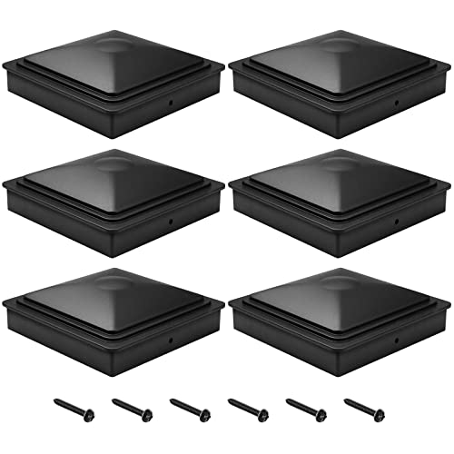 bonna Lot de 6 capuchons de poteau 9 x 9 cm - En plastique - Pour poteaux de clôture avec vis - Noir