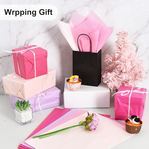 Image of BEISHIDA 100 Sheets Pink Series Tissue Paper Bulk, Wrapping Tissue Paper for Gift Bags, 14 x 20 Inch Gift Wrap for Valentine Birthday Wedding Graduation DIY Crafts Holiday Flowers(Pink Series)