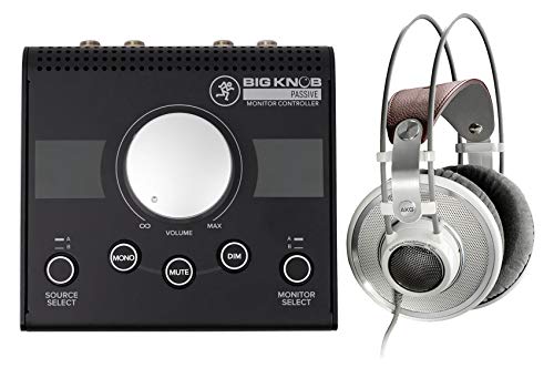 AKG K701 Professional Premium Open-Back Studio Recording Reference Headphones Bundle with Mackie Big Knob Passive 2x2 Studio Monitor Controller