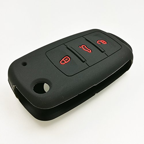 Coolbestda Rubber Flip 3 Buttons Key Fob Cover Remote Case Keyless Protector Jacket For Vw Volkswagen Jetta Gti Passat Golf Tiguan Touareg Beetle #TOP2