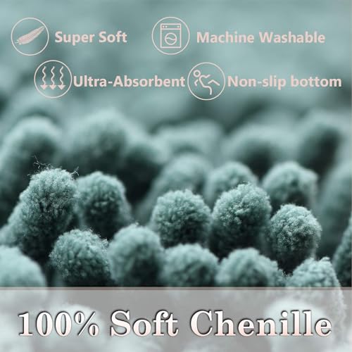 MEGAROOM Non Slip Chenille Bath Mat Set, Bathroom Mat Set including U-Shaped Toilet Mat - Image 4