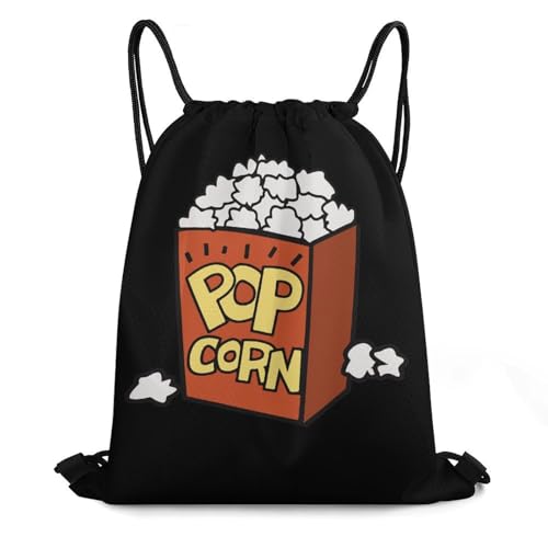 Popcorn Drawstring Backpack Durable Sport Gym Bags Daypack for Men Women 35 * 42cm
