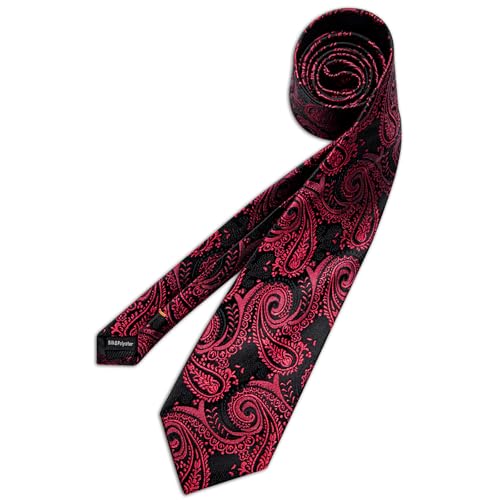 Image of DiBanGu Mens Paisley Tie Set Silk Woven Jacquard Necktie and Pocket Square Cufflinks Gift Set for Wedding Bussiness