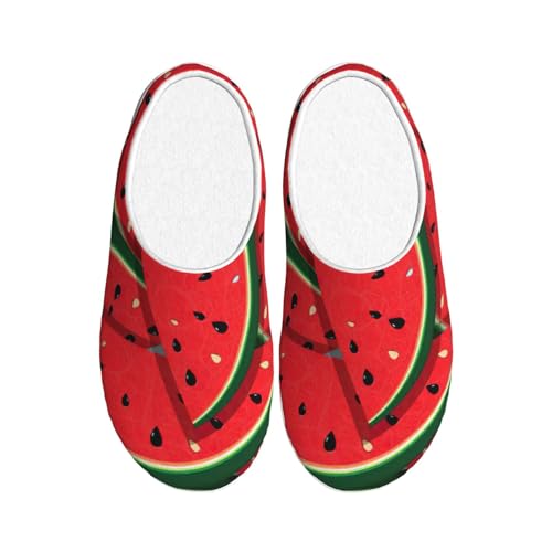 Pantoufles d'hiver en peluche rouge pour cocooning maison pastèque