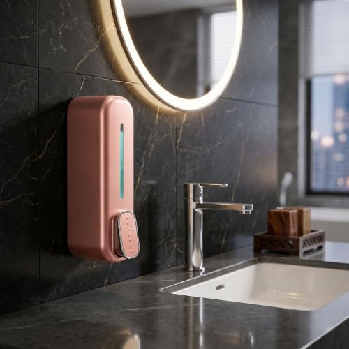 Image of Soap Dispenser 400ml No-Drill Adhesive Wall-Mounted Dispenser, Durable ABS Plastic, White Dolphin Design Dispenser for Kitchen, Hand Wash, Shower Gel & Sanitizer