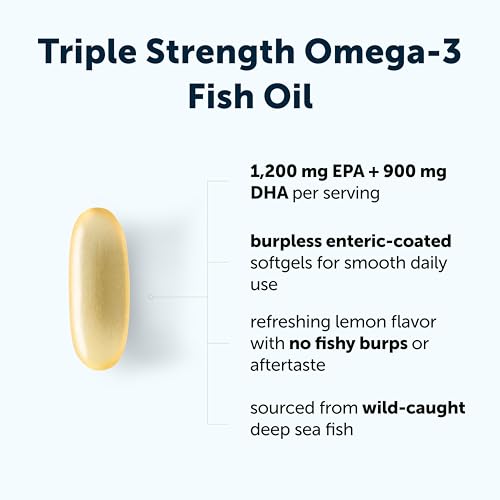 Image of Micro Ingredients Triple Strength Omega 3 Fish Oil Supplements 4200mg Per Serving, 120 Softgels - Lemon Flavored - Burpless | EPA 1200mg + DHA 900mg | Deep Sea Fish