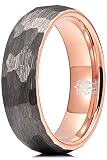 THREE KEYS JEWELRY Mens Womens Tungsten Carbide Unisex Wedding Hammered Bands Rings for Men Women 6m