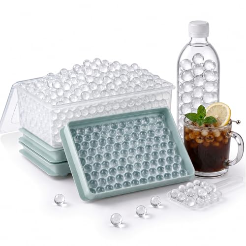 Mini Ice Cube Trays with Lid & Bin Tiny Pebble Ice Balls for Coffee