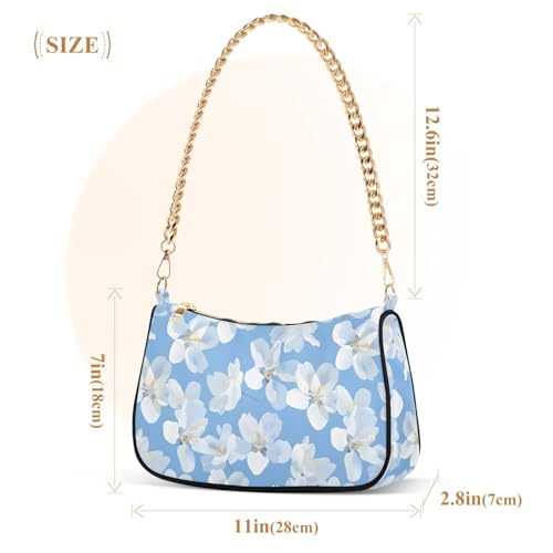 Clutch Shoulder Bags Tote Evening Purse Handbags for Women Cute White Flowers Hobo Bags with Zipper Closure3