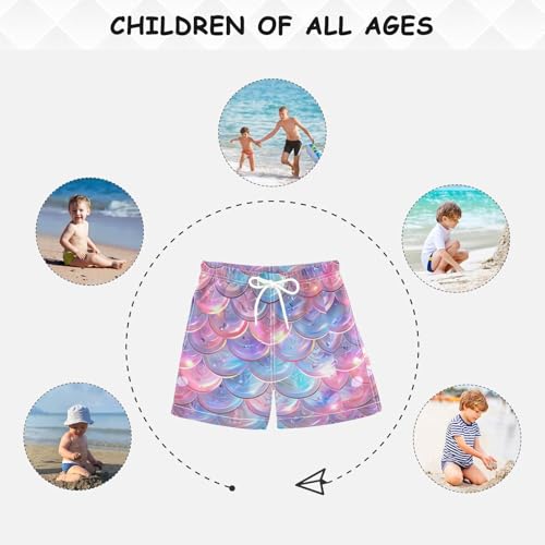 Pigsaly Boys Swim Trunks Pink Mermaid Scales Sparkling Princess Boys Board Shorts Swimsuit Swimwear Summer Bathing Suit 4T 5