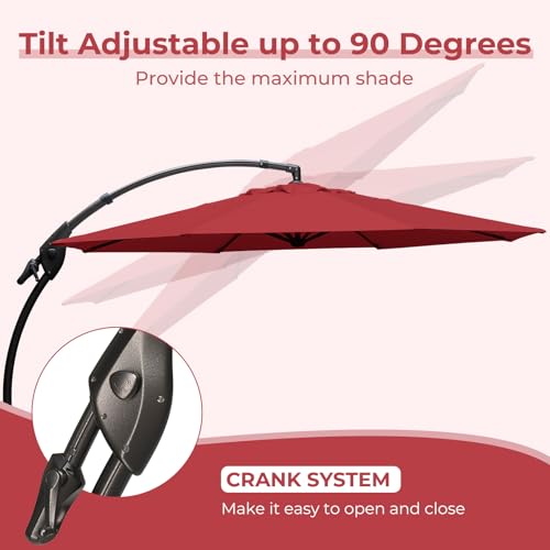 Image of Grand patio 12FT Cantilever Round Umbrella with Base, Red