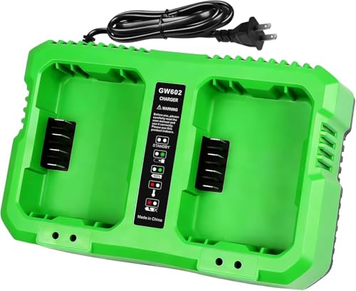 Dual Charger Replacement for Greenworks 60V Battery Charger Compatible with Greenworks Pro 60V Lithium-Ion Battery & Cordless Power Tools Fast Simultaneous Charging Station with USB-A & Type-C Ports