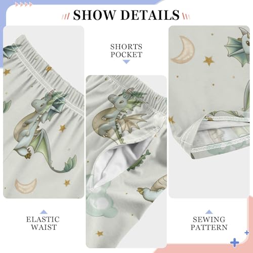 Pajama Bottoms, Cute Cartoon West Dragon Pattern Sleeping Pant Lounge Wear Pajamas Long Pants Sleepwear Pjs4