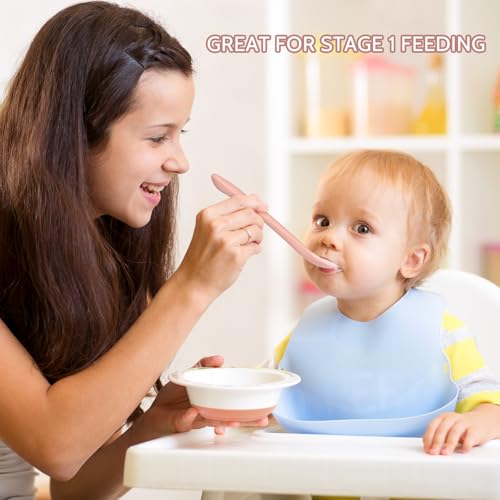 Image of Silicone Baby Feeding Spoons, Training Spoon Self-feeding, First Stage Infant Soft-Tip Easy on Gums, Utensils Supplies, Dishwasher & Boil-proof, 6 Pack