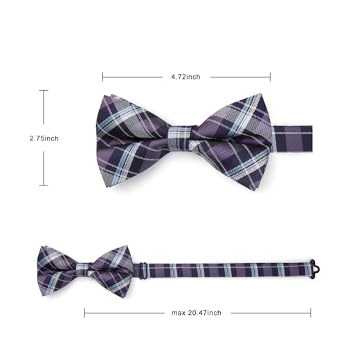 Image of HISDERN Bow Ties for Men Pretied Bowties Classic Formal Business Bow Tie Adjustable Tuxedo Bowtie for Wedding Party