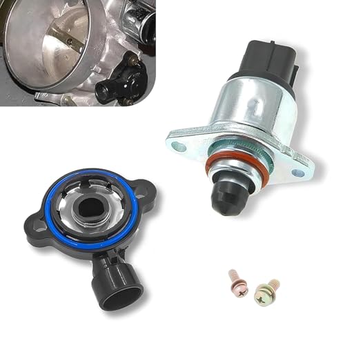 Polcatay Idle Air Control Valve, Throttle Position Sensor Replacement 17113625 17113598, High Temperature Resistant Quick Response Modification Parts, Compatible with Buick Chevrolet (Silver & Black)