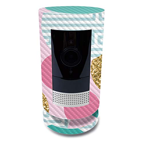 MightySkins Carbon Fiber Skin for Ring Stick Up Cam Battery - Golden Bubbles | Protective, Durable Textured Carbon Fiber Finish | Easy to Apply, Remove, and Change Styles | Made in The USA