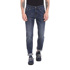 AEROPOSTALE Men Blue Skinny Fit Whiskered Cotton Stretch Jeans