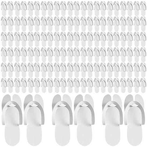 JaGely 100 Pairs Disposable Pedicure Slippers Bulk EVA Disposable Flip Flops Kit Spa Pedicure Sandals Guest Slippers Spa for Adult Foot Nail Salon Party Supplies Travel Hotels Home(White)