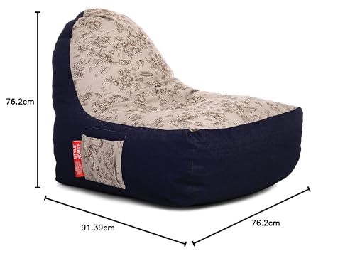 Image of Style Homez Urban Design Denim Canvas Abstract Printed Chair Bean Bag XXL Size Filled with Beans Fillers
