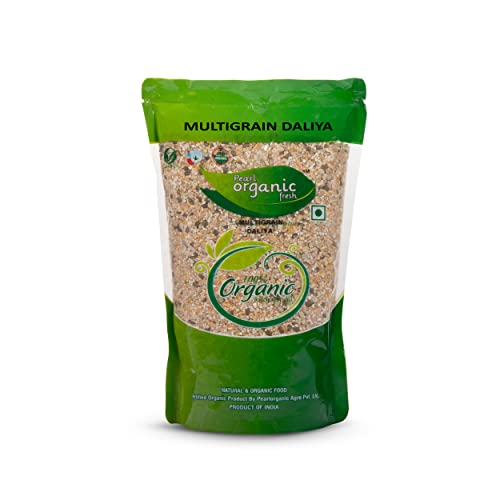 Image of Pearl Organic Fresh Multigrain Dalia (1 kg) | Healthy Breakfast Cereal with Wheat, Maize, Pearl Barley, Moong Dal & Sorghum | High Fiber & Protein-Rich Mix Grain Porridge | Supports Digestion & Weight Loss