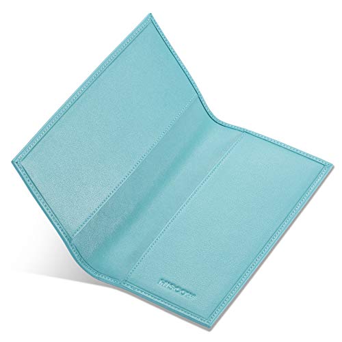 Image of HISCOW Slim Leather Checkbook Cover for Personal Checks, Premium Teal, One Size | Full grain cowhide, transaction register & check book pockets, removable duplicate divider, durable stitching, gifts for men
