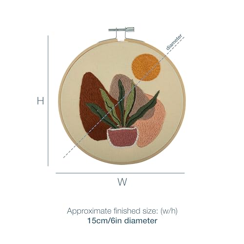 Trimits Embroidery Hoop Kits - 15cm 6” Beginner Starter Set, Includes Bamboo Hoop Threads Cloth Needle Backing & Instructions, Nature - Image 4