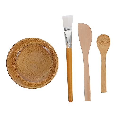 SOESFOUFU Facial Mask Mixing Tool Wooden Bowl Set Diy Face Mask Kit Spa Bowls for Facials