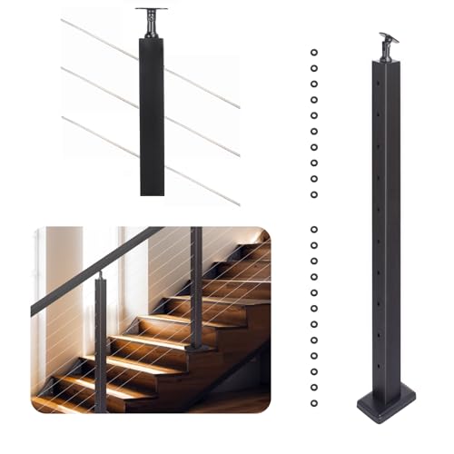 Poteau d'escalier en acier inoxydable Sidasu 91,4 cm de finition noire mate
