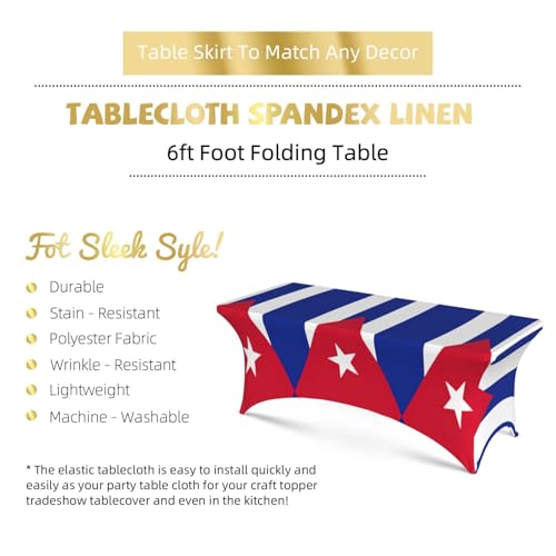 Housse de table élasthanne 1,8m drapeau cubain mariage fête EdWal - 6