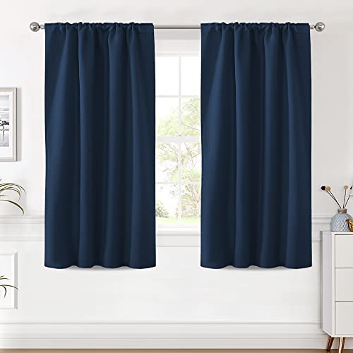 Image of H.VERSAILTEX Blackout Curtains Thermal Insulated Window Treatment Panels Room Darkening Blackout Drapes for Living Room Back Tab /Rod Pocket Bedroom Draperies (2 Panels, Navy Blue, 42 x 54 Inch)