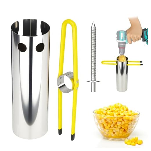 Corn Stripper for Corn on the Cob,Electric Corn Kernel Remover Tool with Drill Bit, Adjustable Corer,Stainless Steel Collector to Prevent Splashing,Corn Cutter for Efficient Mess-Free Kernel Removal