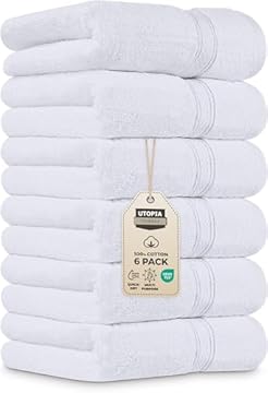 Utopia Towels - Set di Asciugamani Mani (6 Pezzi, 41x 71 cm) - 100% Cotone - Perfezionare per Hotel & Spa - Massima Morbidezza e assorbenza da Parte di (Bianco)