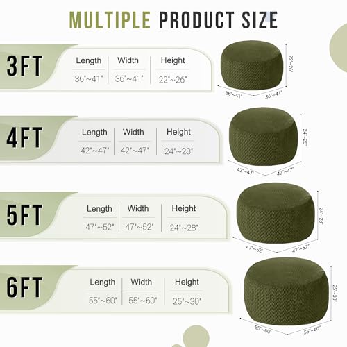 Image of 4FT Bean Bag Chair,Giant Bean Bag Chairs for Adults,Big Bean Bags with Memory Foam Filled, Large Beanbag Chairs with Chevron Plush Cover-Green
