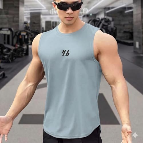 Image of Men's Sandow Sleeveless Vest - Slim Fit Ribbed Cotton Blend Tank Top - Lightweight Crew Neck Gym Workout Undershirt for Summer