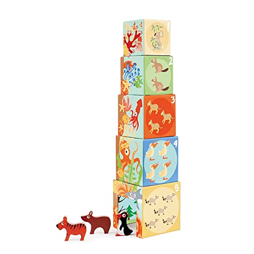 Preisvergleich Produktbild SCRATCH 276181118 Stapelturm Pyramide mit 3 Holztieren, ab 12 Monaten