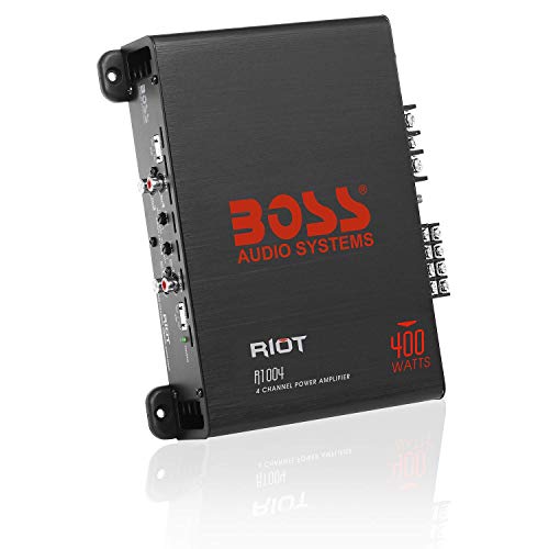 BOSS Audio Systems R1004 4 Channel Car Amplifier - 400 Watts, Full Range, Class A/B, 2-4 Ohm Stable, Great for Car Speakers and Car Stereos (Renewed)