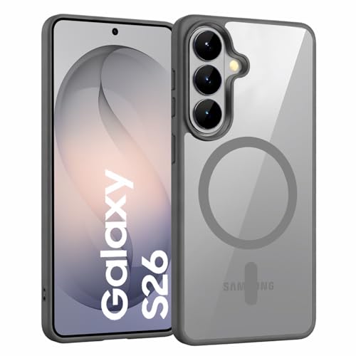 Image of DIZORO Compatible with Samsung S26 5g Case,Compatible with MagSafe, Non Yellow Military-Grade Drop Protection & Hard PC Back Cover Slim Transparent Anti-Scratch Shockproof Phone Case (Titanium)