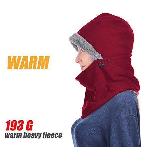 Ushake Ski Face Mask Balaclava-Winter Warm Ski Mask Fleece Neck Cover For Men& Women Red #TOP1