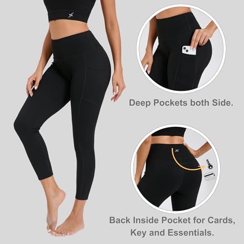 Image of High Waist Gym Leggings for Women Workout Yoga Pants with Side Pockets Skinny fit Tights Activewear