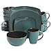 Price comparison product image Gibson Elite Soho Lounge 16 Piece Reactive Glaze Dinnerware Set, Soft Square, Teal Green