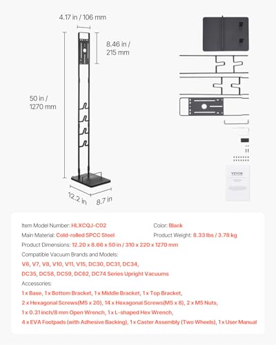 Image of VEVOR Vacuum Stand, Compatible with V6 V7 V8 V10 V11 V15, Stable Vacuum Stand Holder with Wheels for DC30 DC31 DC34 DC35 DC58 DC59 DC62 D74 Cordless Upright Vacuum Cleaners & Accessories